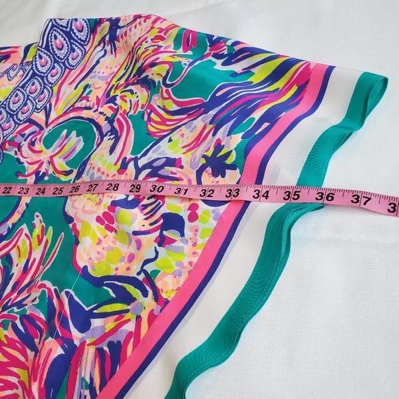 HTF Lilly Pulitzer Lettie Silk Caftan Small Safari Sighted Flowy Oversizedβ Med - Picture 11 of 16